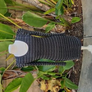 McGinn black gray silver metallic striped long sleeve dress small